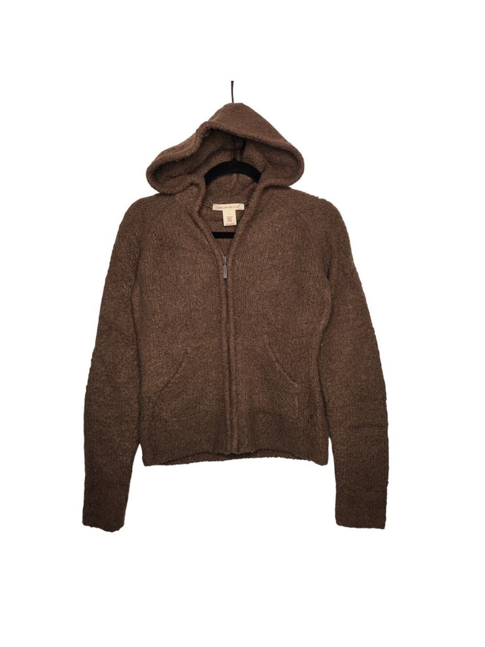 Vintage y2k Brown Sarsaparilla Zip Hoodie Sweater Sweatshirt Sm Nylon Knit